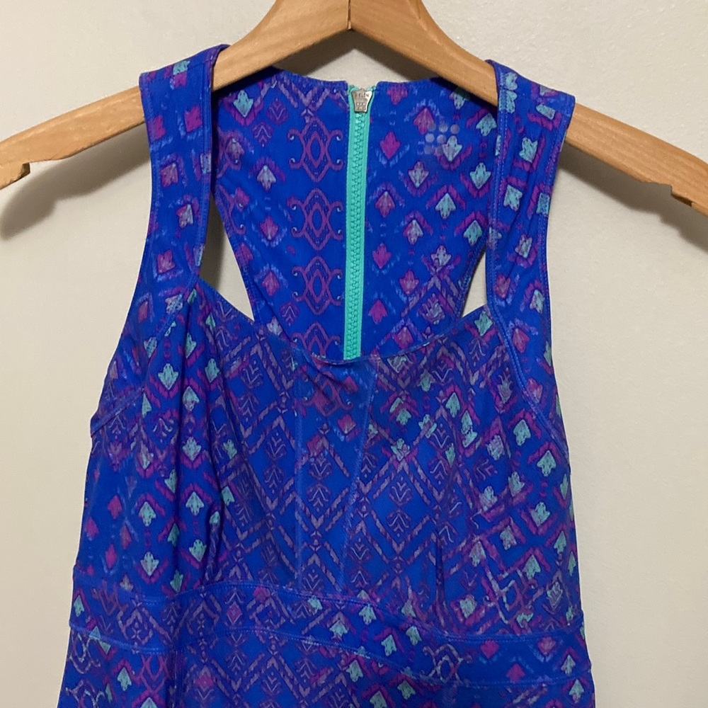 Title Nine Blue and Purple Patterned Mini Dress, Size 4 lightweight summer dress - Picture 4 of 10